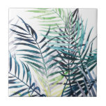 Twilight Palms - Tropische Blätter Fliese<br><div class="desc">"Twilight Palms I" von Grace Popp. Die tropische Vegetation im Aquarell-Stil.</div>