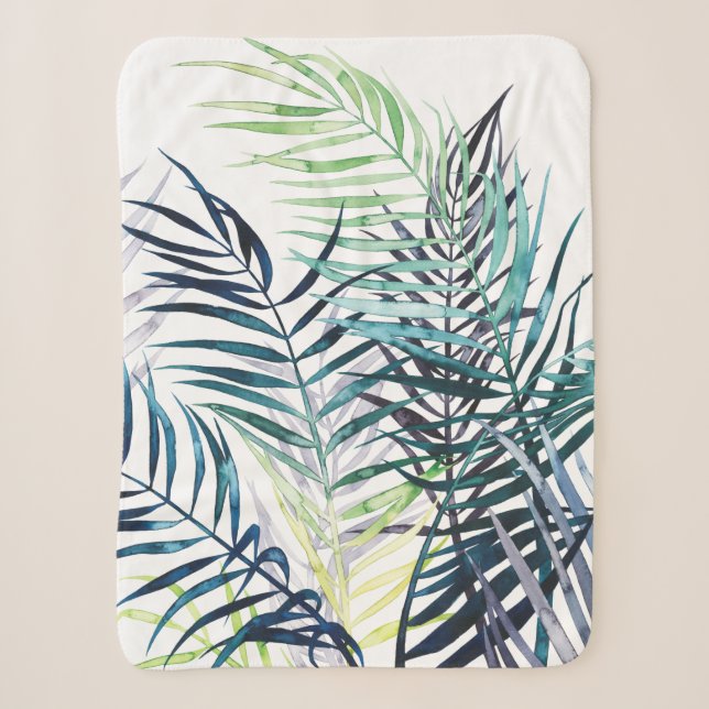 Twilight Palms - Tropische Blätter Sherpadecke (Vorderseite)