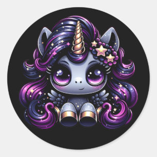 Twilight Pony Black Unicoron Glitzer Runder Aufkleber