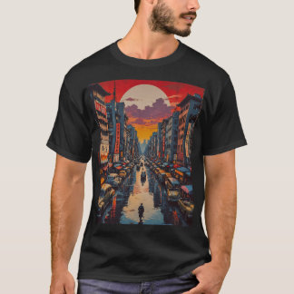 Twilight Reflection in Neon City T-Shirt