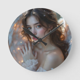 Twilight Seraph - Glühender Engel aus Abend Light Runde Wanduhr