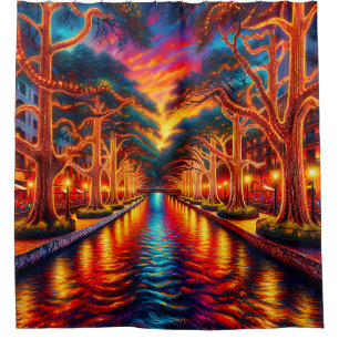 "Twilight Serenity: San Antonio Riverwalk" Duschvorhang