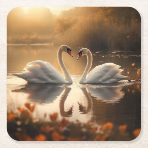 Twilight Serenity - Schwäne in Liebe Rechteckiger Pappuntersetzer