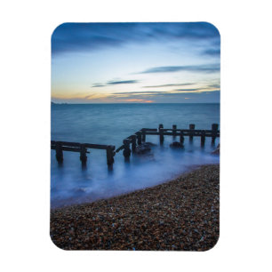 Twilight Sky Over Shoreline and Breakwater Magnet