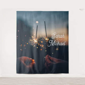 Twilight Spark Romance – Eleganter Hochzeitssparkl Wandteppich