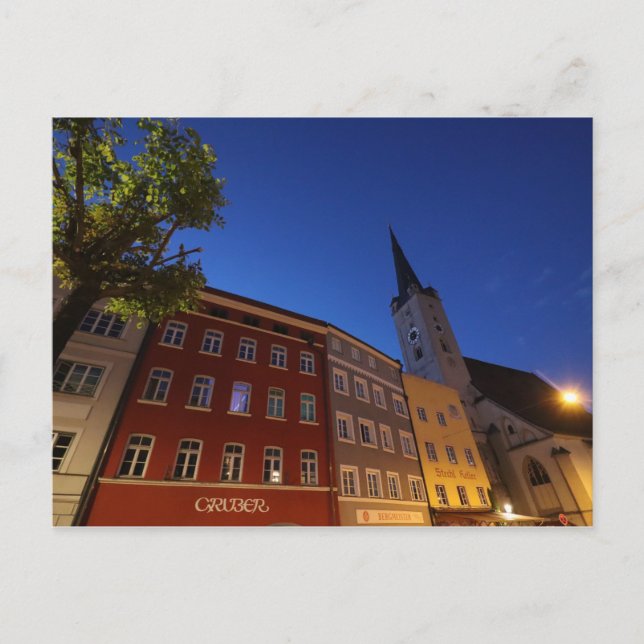 Twilight Street View Wasserburg am Inn Postkarte (Vorderseite)