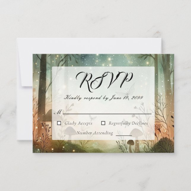 Twilight Whispers vom Wald RSVP Karte (Vorderseite)