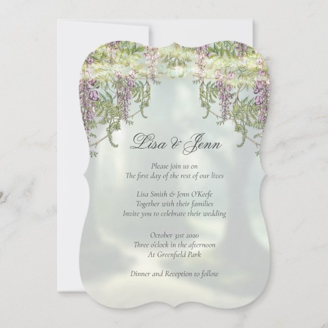 Twilight Wisteria Woodland Messe Hochzeit Einladung (Vorderseite)