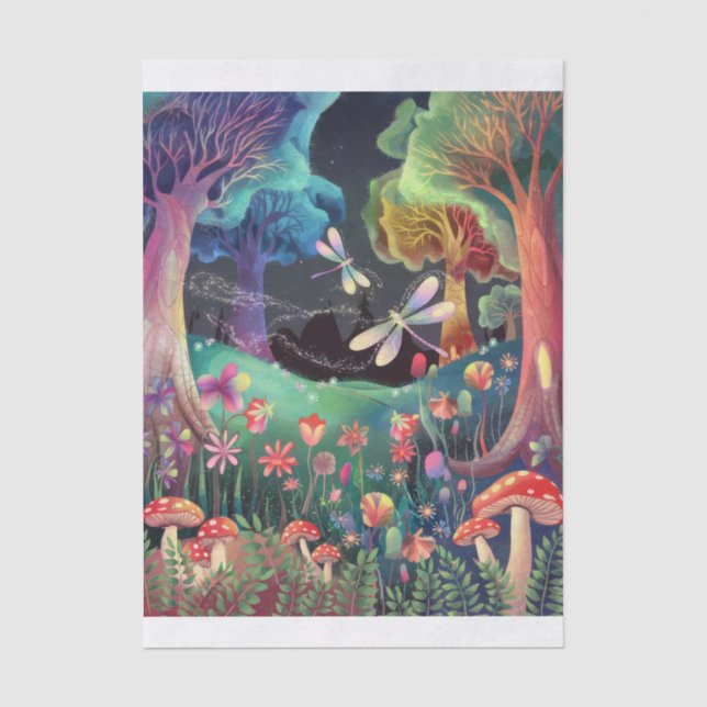 Twilight Woodland Fantasy, Fairyland Vertikal Seidenpapier (Vorderseite)
