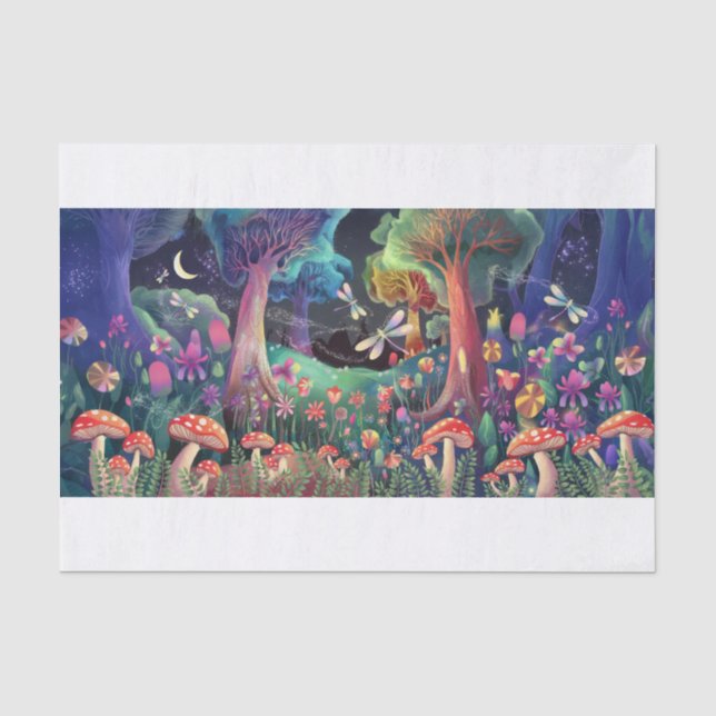 Twilight Woodland Fantasy, Whimsical Fairyland Seidenpapier (Vorderseite)