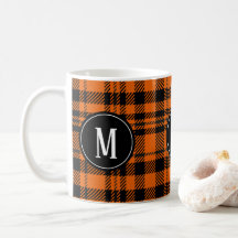 Twill Orange Black Monogram Kariert Pattern
