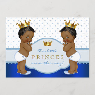 Twin African American Prince Baby Dusche Einladung