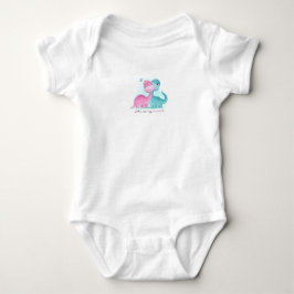 Twin Aqua und Pink Dinosaurier Baby Strampler