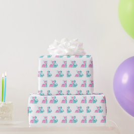 Twin Aqua und Pink Dinosaurier Geschenkpapier