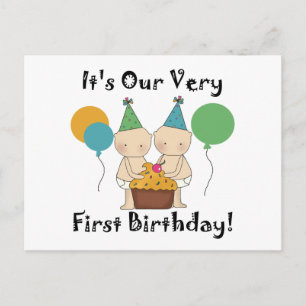 Twin Babies 1st Birthday Tshirts und Geschenke Postkarte
