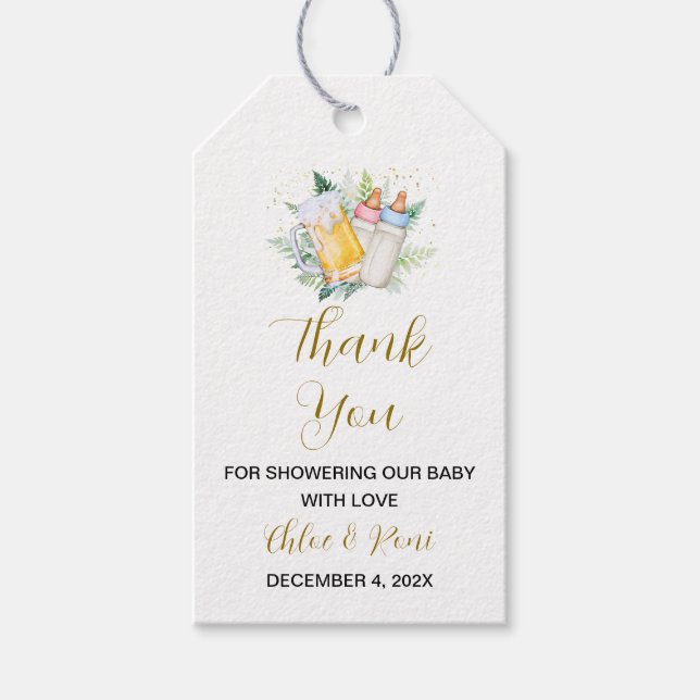 Twin Babies Baby Dusche Danke Tag Geschenkanhänger (Vorderseite)