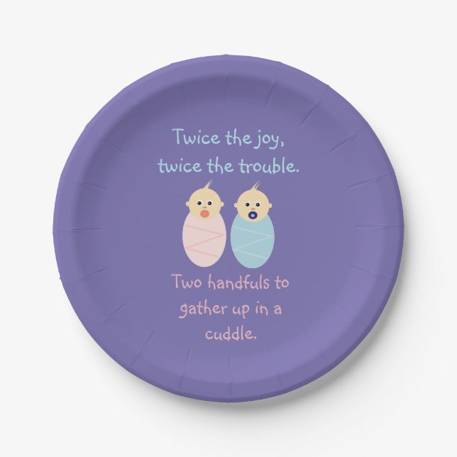 Twin Babies = Zweimal das Joy Gedicht Pappteller (Vorderseite)