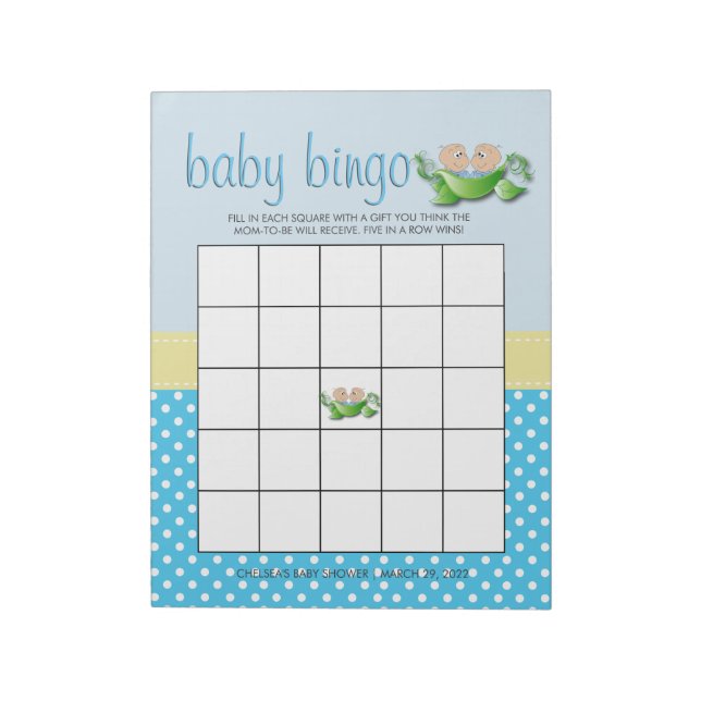 Twin Baby Boy Shower Baby Shower Game Notizblock (Rotiert)