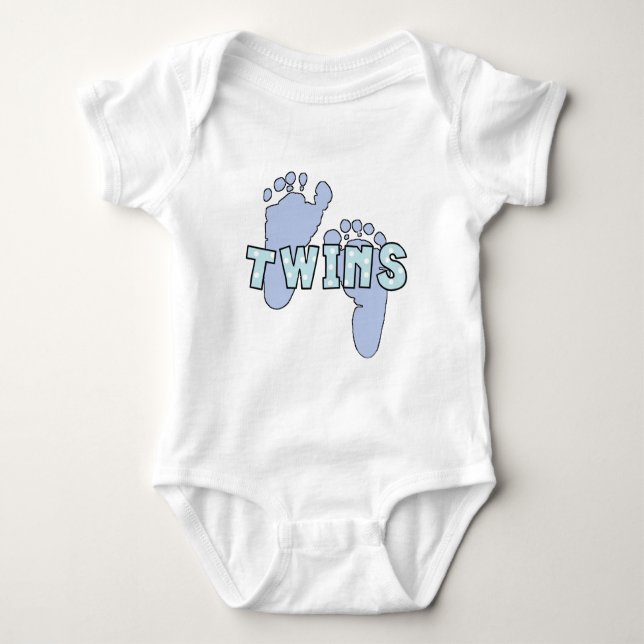 Twin Baby Boys Fußspuren Bodysuit Strampler (Vorderseite)