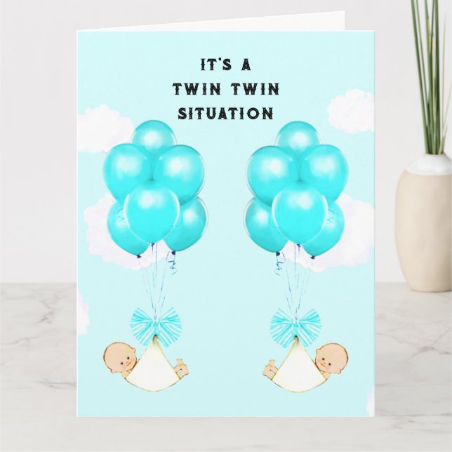 Twin Baby Boys Glückwunschs Karte (Vorderseite)