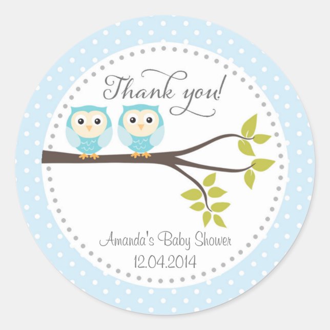 Twin Baby Boys Owls Baby Shockaufkleber Runder Aufkleber (Vorderseite)