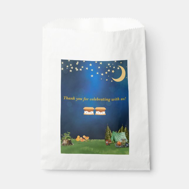 Twin Baby Dusche Gefälligkeitstaschen mit S'mores Geschenktütchen (Vorderseite)