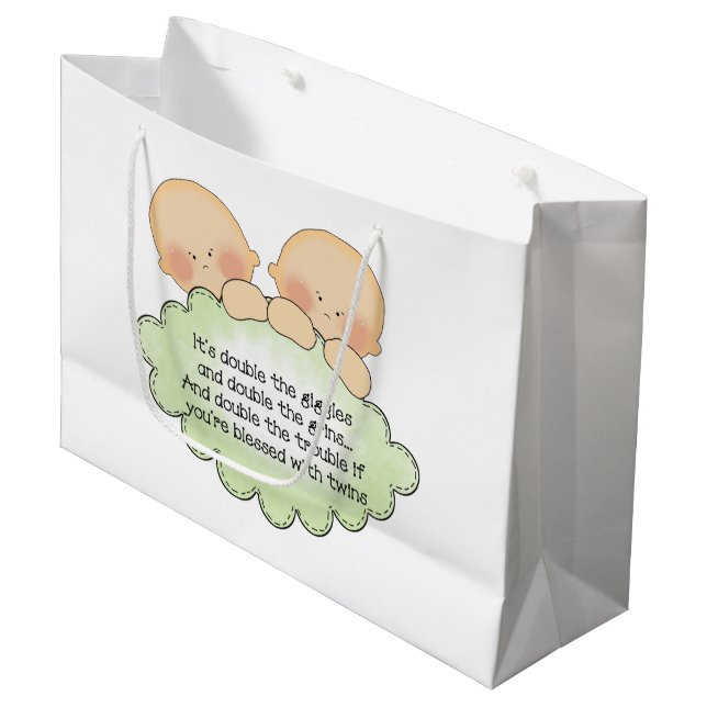 Twin Baby Gedicht lustige Geschenktasche Große Geschenktüte (Vorderseite Schrägansicht)