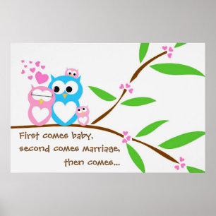 Twin Baby Girl Owls Poster mit individuellem Text