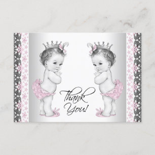 Twin Baby Girl Princess Douche Merci Cartes