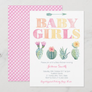 Twin Baby Girls Desert Cactus Baby Shower Einladung