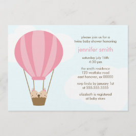 Twin Baby Girls in einer Pink Balloon Baby Dusche Einladung