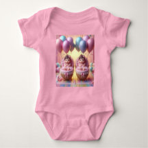 Twin Baby Girls in Pastellblasen und Ribbons