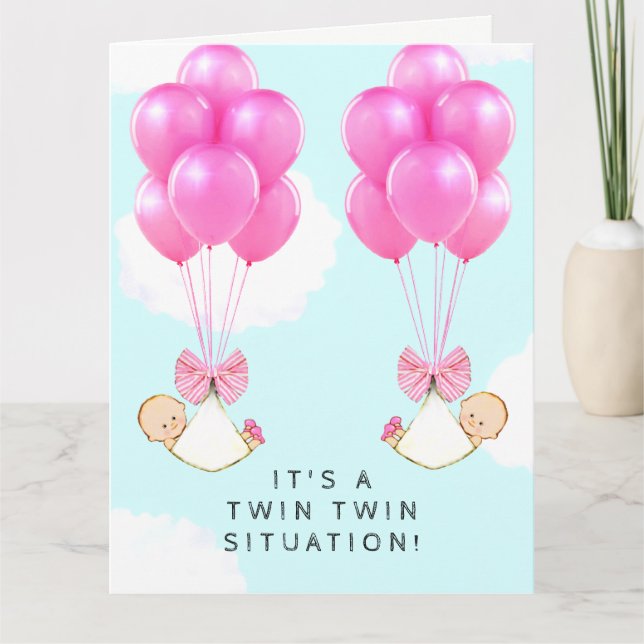 Twin Baby Girls Karte (Vorderseite)