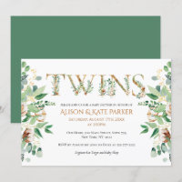 Twin Baby Shower | Baumwolle Eukalyptus Gold Alpha