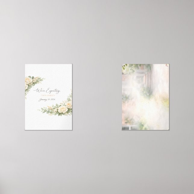 Twin Baby Shower Invitation Botanical Greenery Flo (Recto)