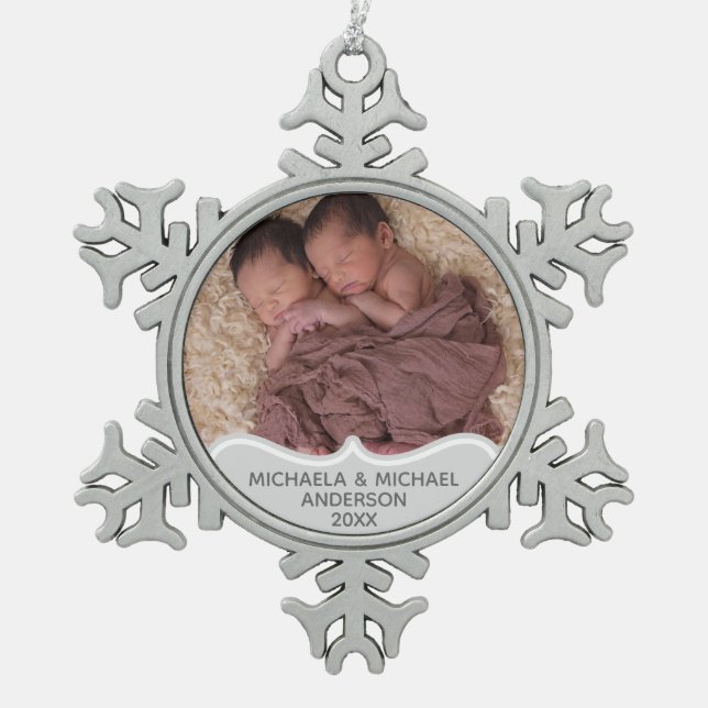 TWIN Babys 1er Noël PHOTO Ornement Élégant (Devant)
