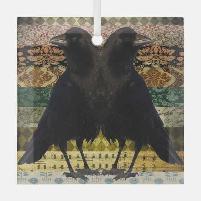 Twin Beaks Crows Ornament Aus Glas (Vorderseite)