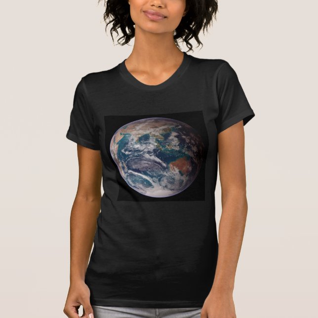 Twin Blue Marbles - East - Planet Earth Image T-Shirt (Vorderseite)