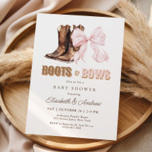 TWIN Boots & Bows Baby Shower Einladung