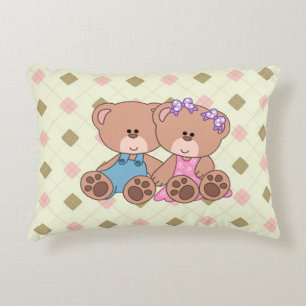 Twin Boy and Girl Bear Zierkissen