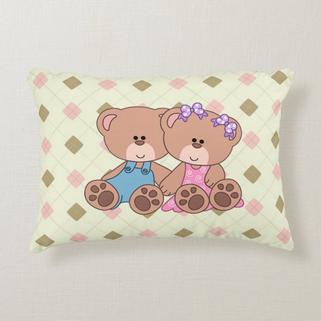 Twin Boy and Girl Bear Zierkissen (Vorderseite)