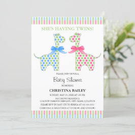 Twin Boy and Girl Giraffe Babydusche Einladung