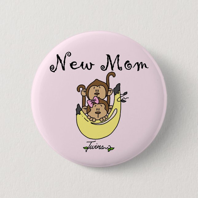 Twin Boy and Girl Junge Mutter Tshirts Button (Vorderseite)