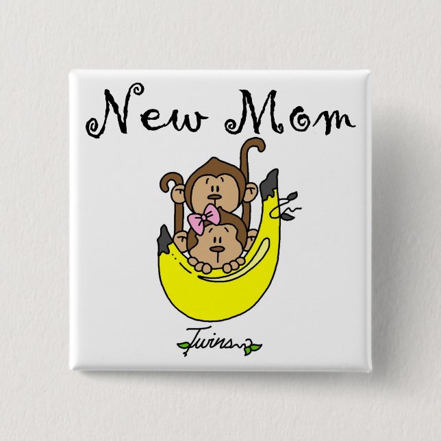 Twin Boy and Girl Junge Mutter Tshirts Button (Vorderseite)