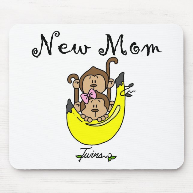Twin Boy and Girl Junge Mutter Tshirts Mousepad (Vorne)