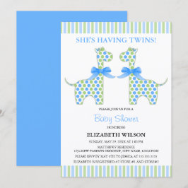 Twin Boy Giraffe Babydusche Einladung
