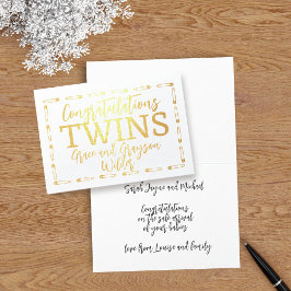 Twin Boy Girl Baby Gratulation Neue Eltern Folienkarte