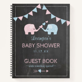 Twin Boy Girl Elephants Baby shower livre d'invité