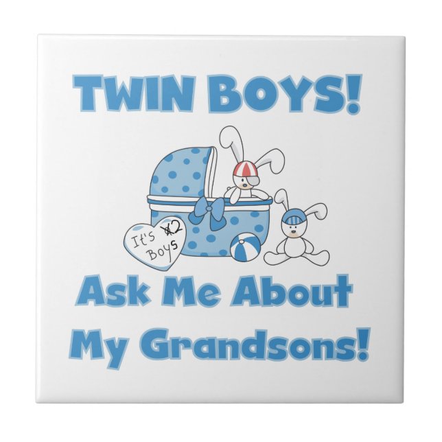 Twin Boy Grandsons Geschenke Fliese (Vorderseite)