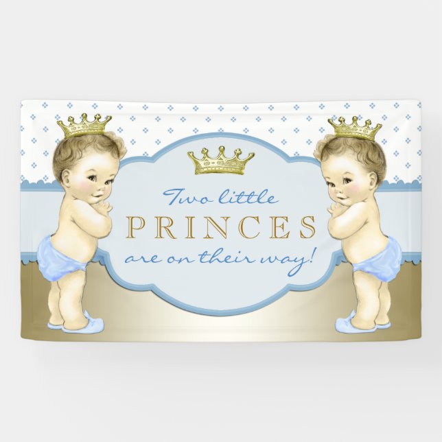 Twin Boy Prince Baby Dusche Banner (Horizontal)